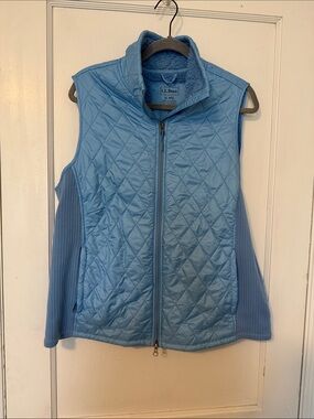 L.L. Bean Women's Light Blue Quilted Vest with Knit Sides